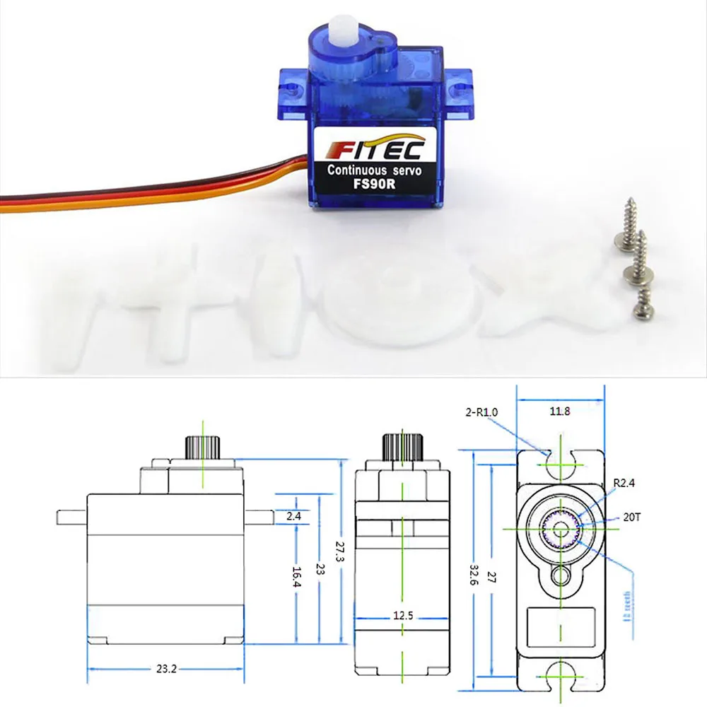 Feetech Mini FS90R مايكرو سيرف - مراجعة Rc Helicopter Servo وسعره